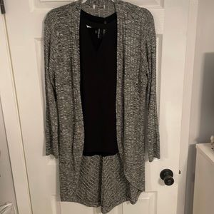 1 black Fortune and Ivy size large blouse 1 gray, lightweight, long cardigan